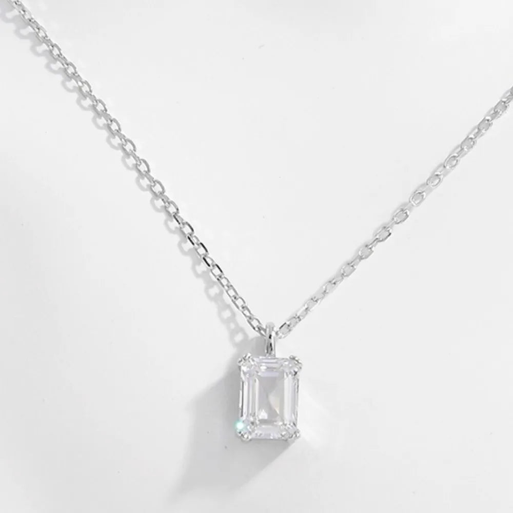 925 Sterling Silver Zircon Pendant Necklace - Thalia Chic
