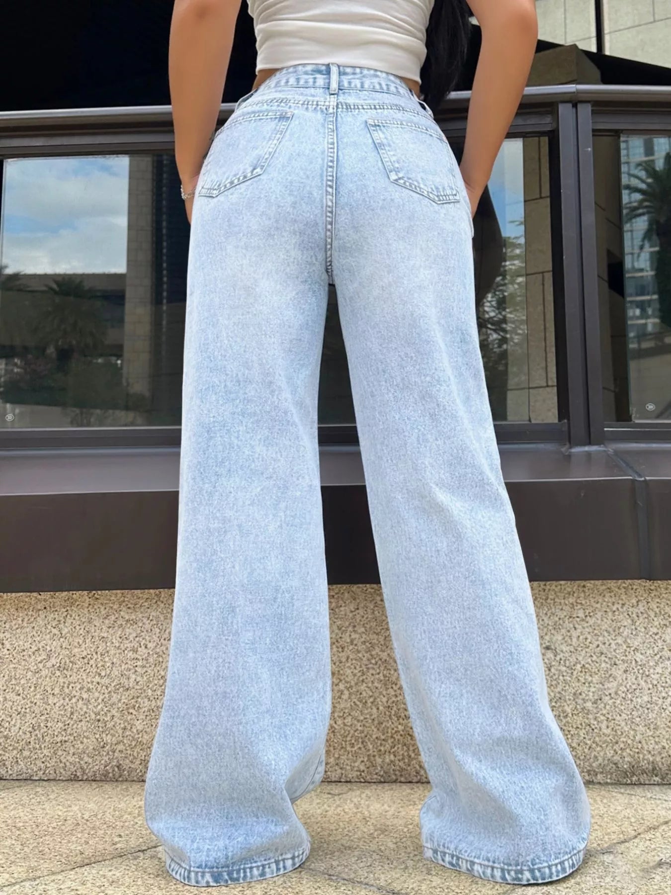 High-Waisted Wide Leg Jeans - Thalia Chic