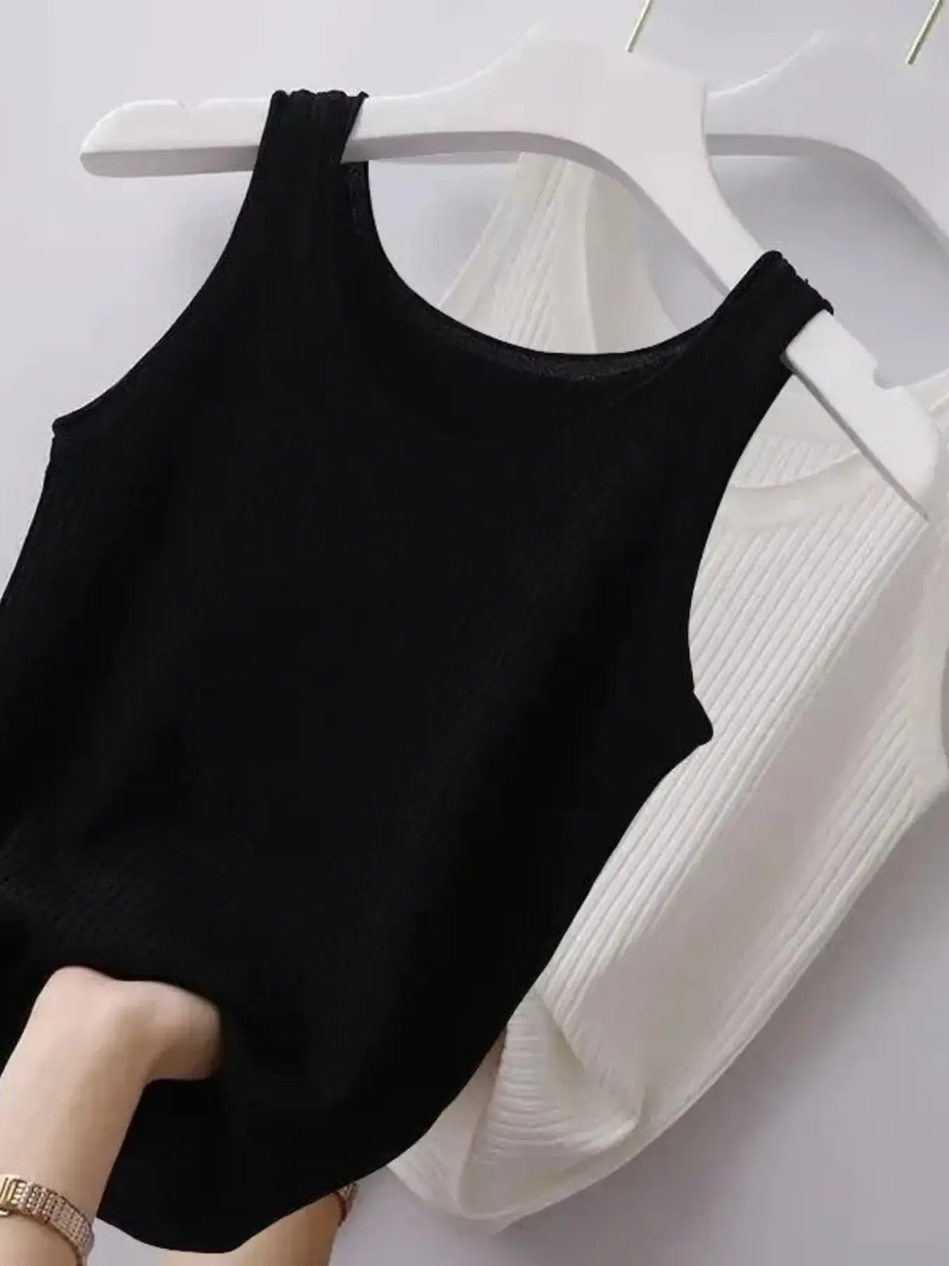 Plus Size Ribbed Knit Scoop Neck Tank Top - Thalia Chic