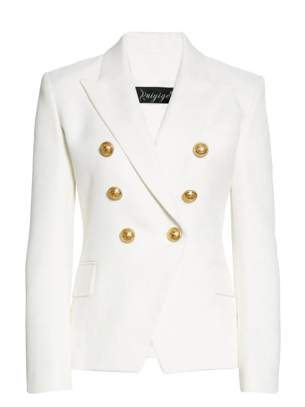Lapel Collar Long Sleeve Blazer - Thalia Chic