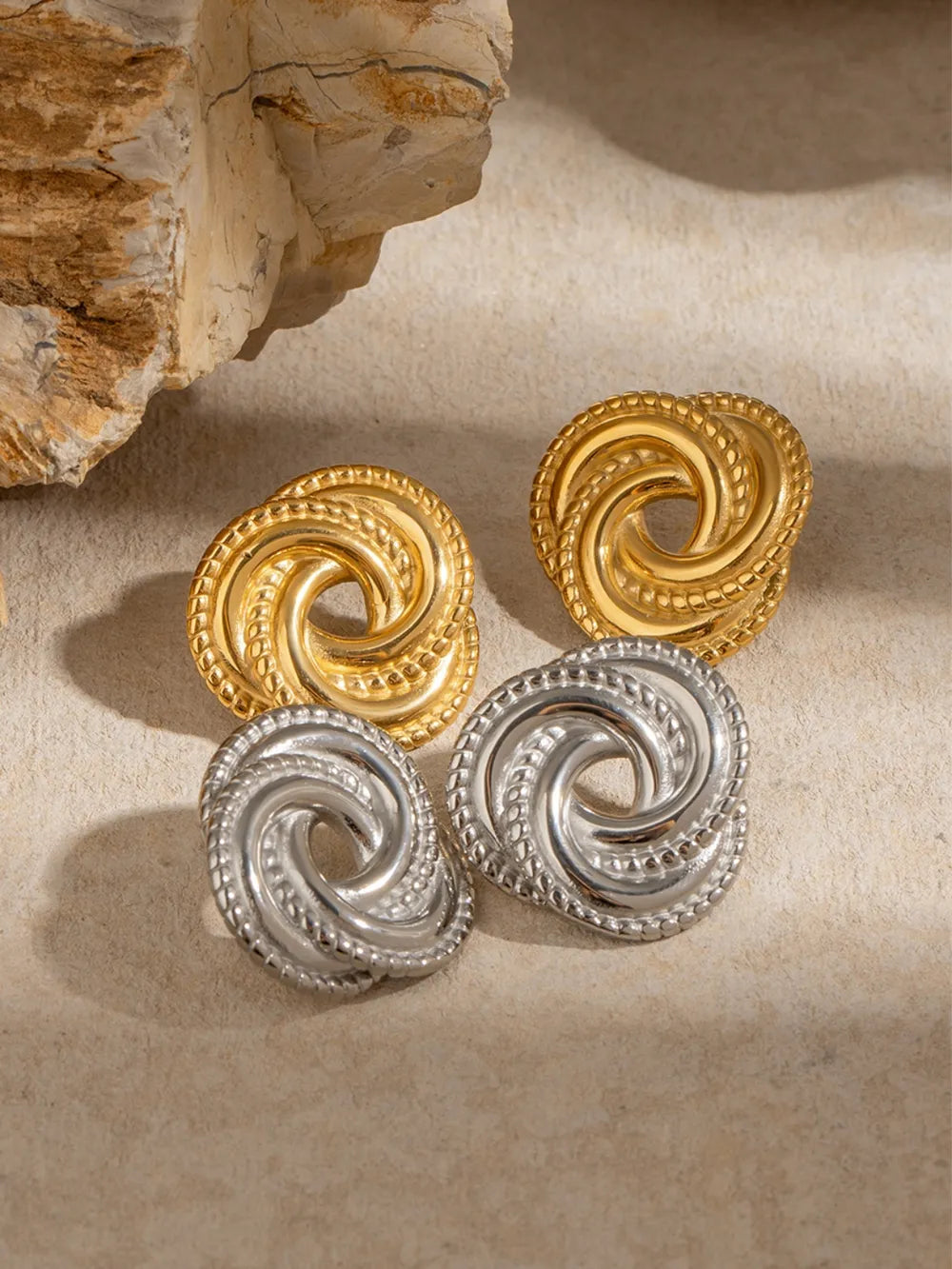 Stainless Steel Volution Stud Earrings - Thalia Chic