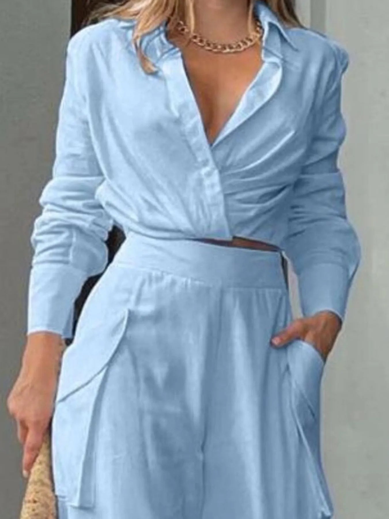 Full Size Long Sleeve Top and Pants Set Plus Size - Thalia Chic