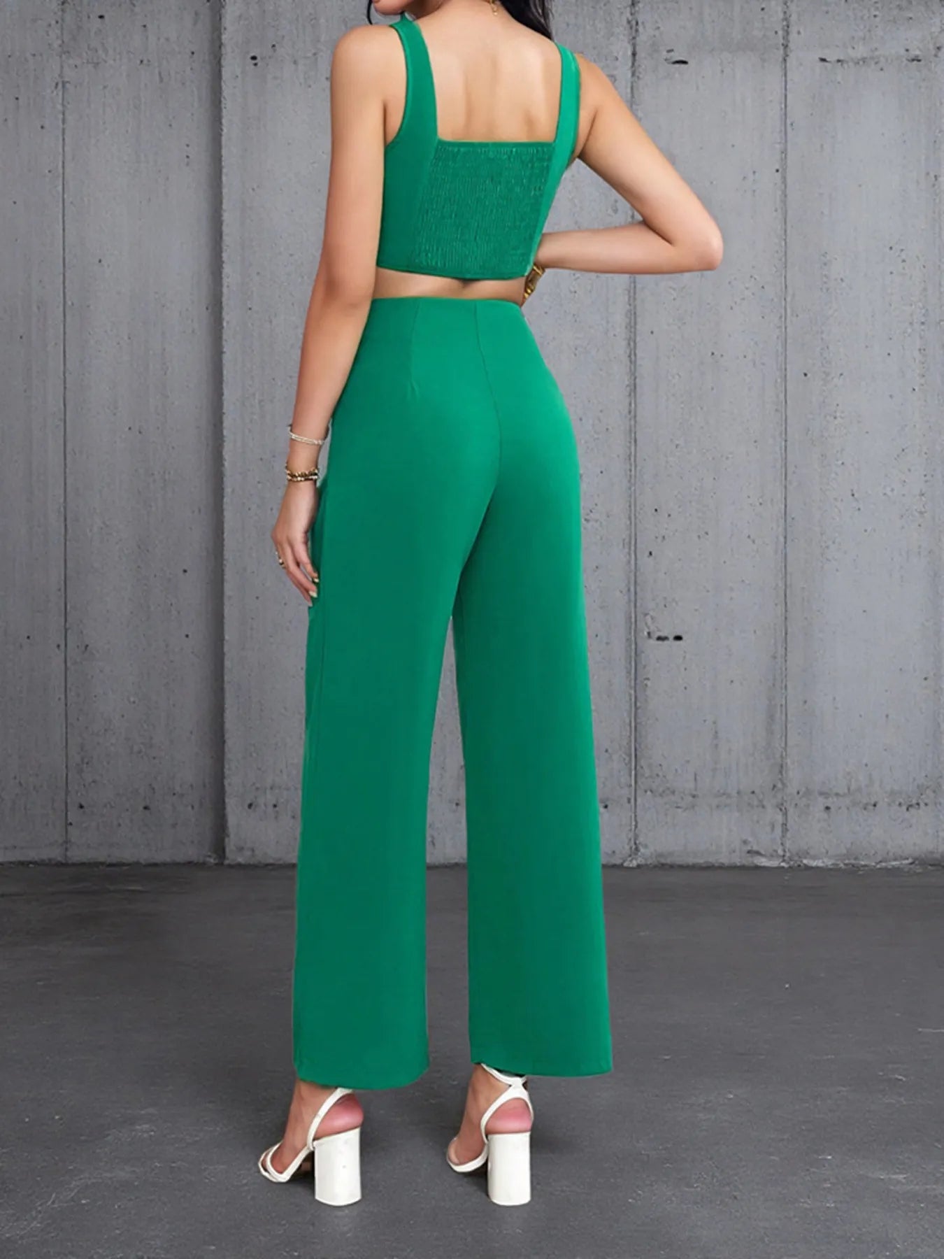 Square Neck Tank and Pants Set - Thalia Chic