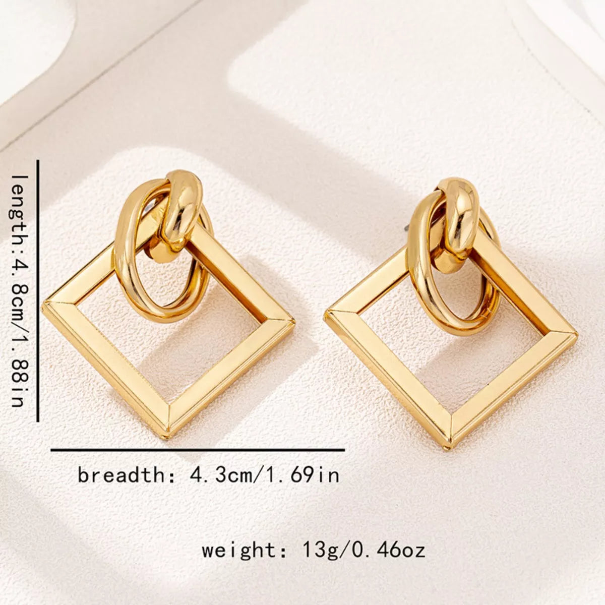 18K Gold-Plated Geometric Square Hoop Earrings - Thalia Chic