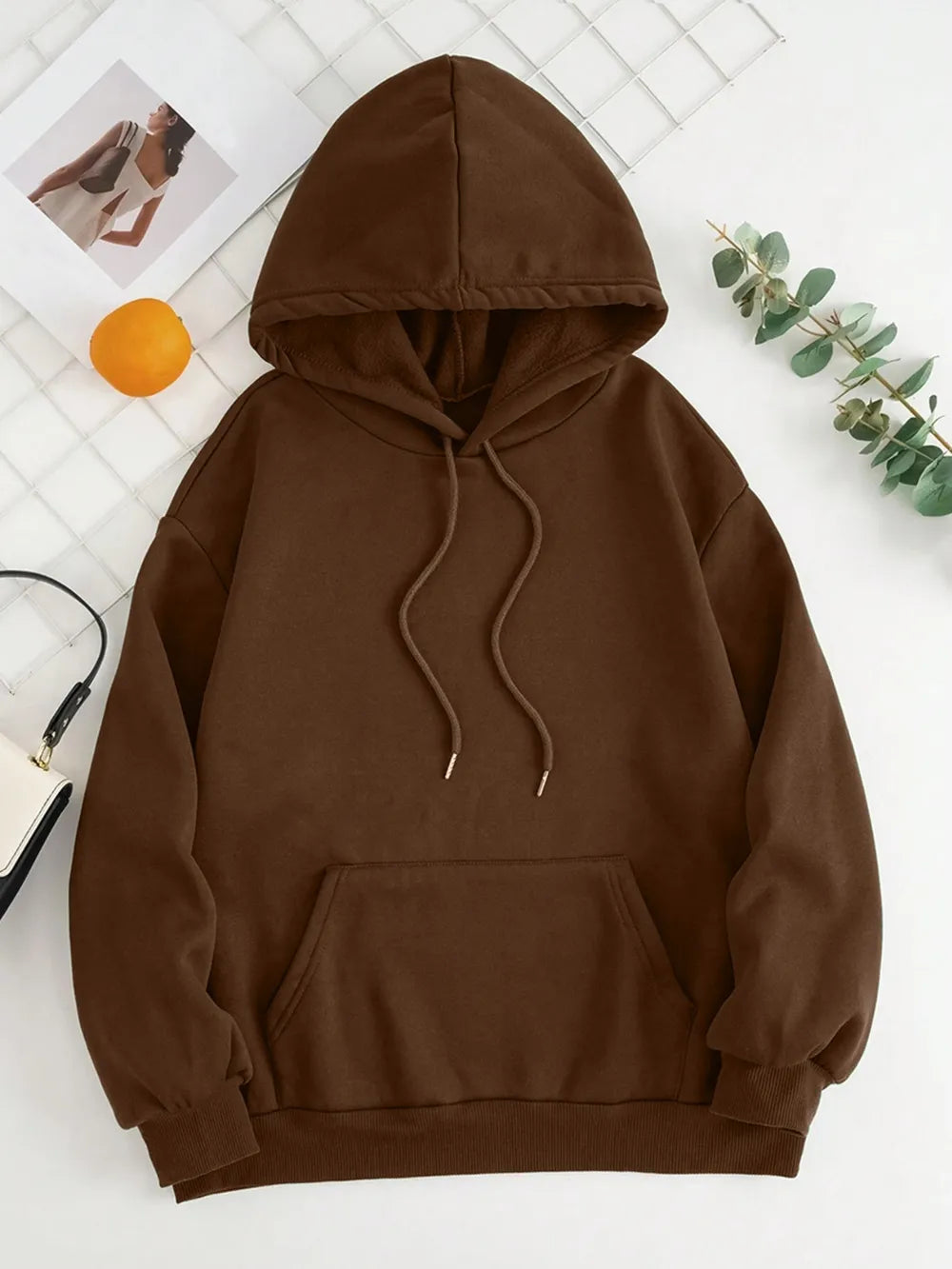 Drawstring Dropped Shoulder Hoodie - Thalia Chic
