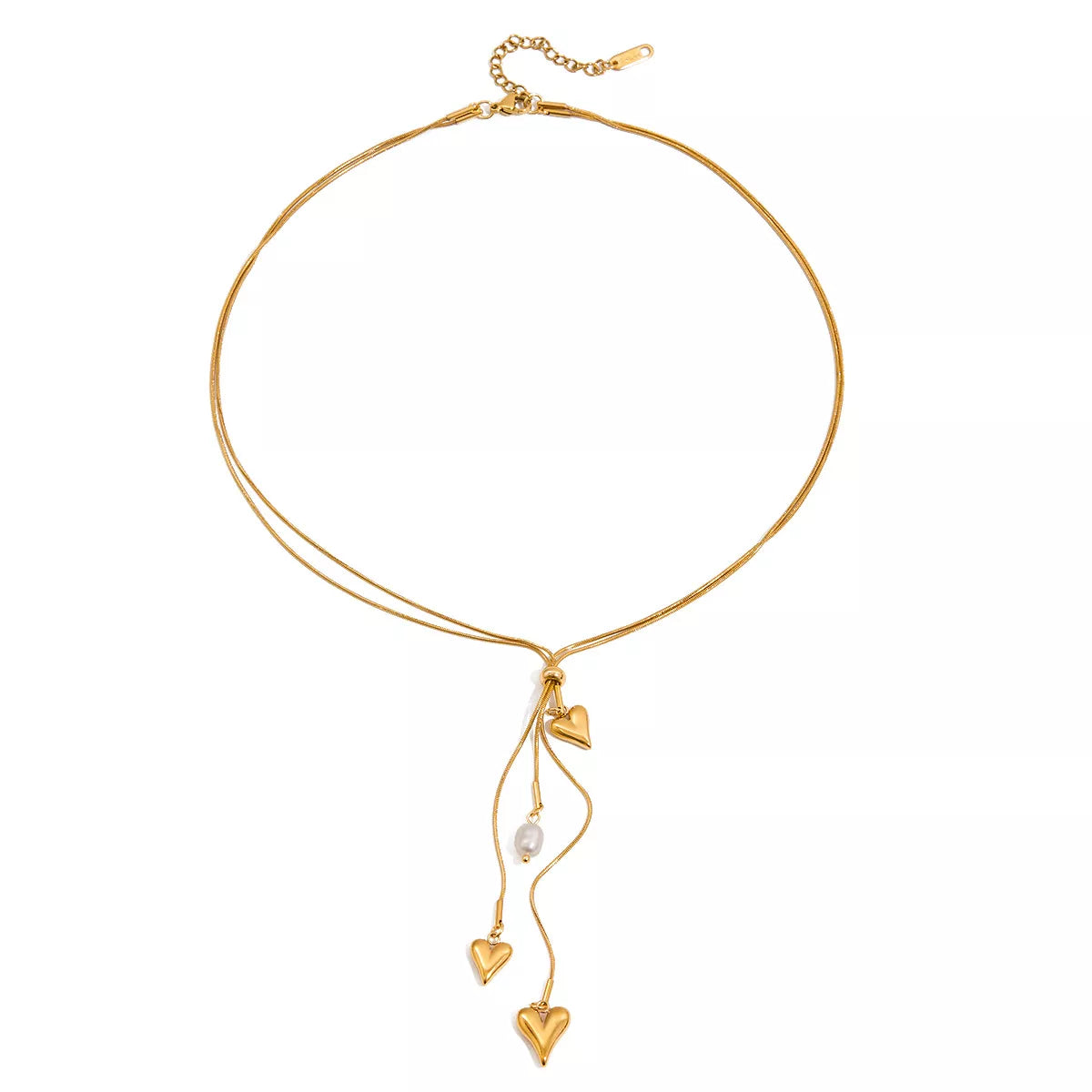18K Gold-Plated Double Layered Heart Necklace - Thalia Chic
