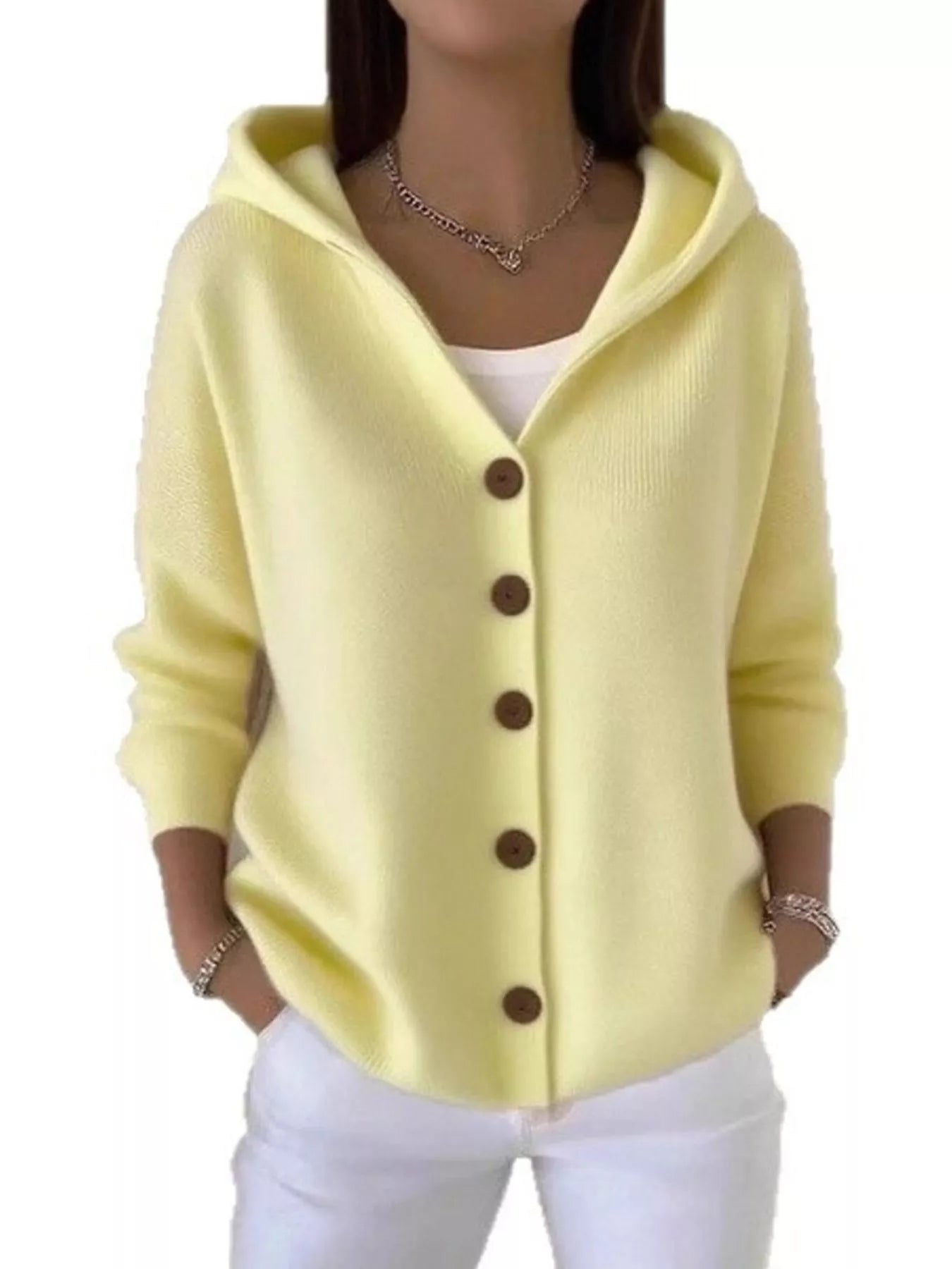 Full Size Button Up Long Sleeve Cardigan Plus Size - Thalia Chic