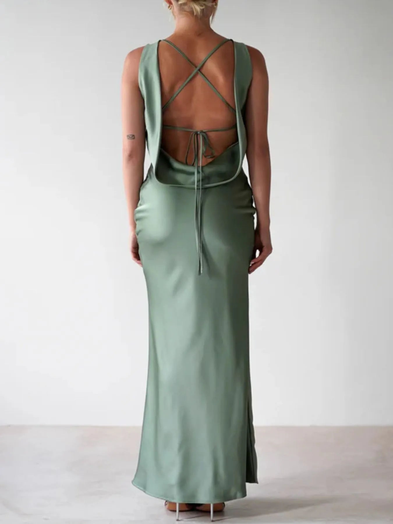 Satin Sleeveless Maxi Dress - Thalia Chic