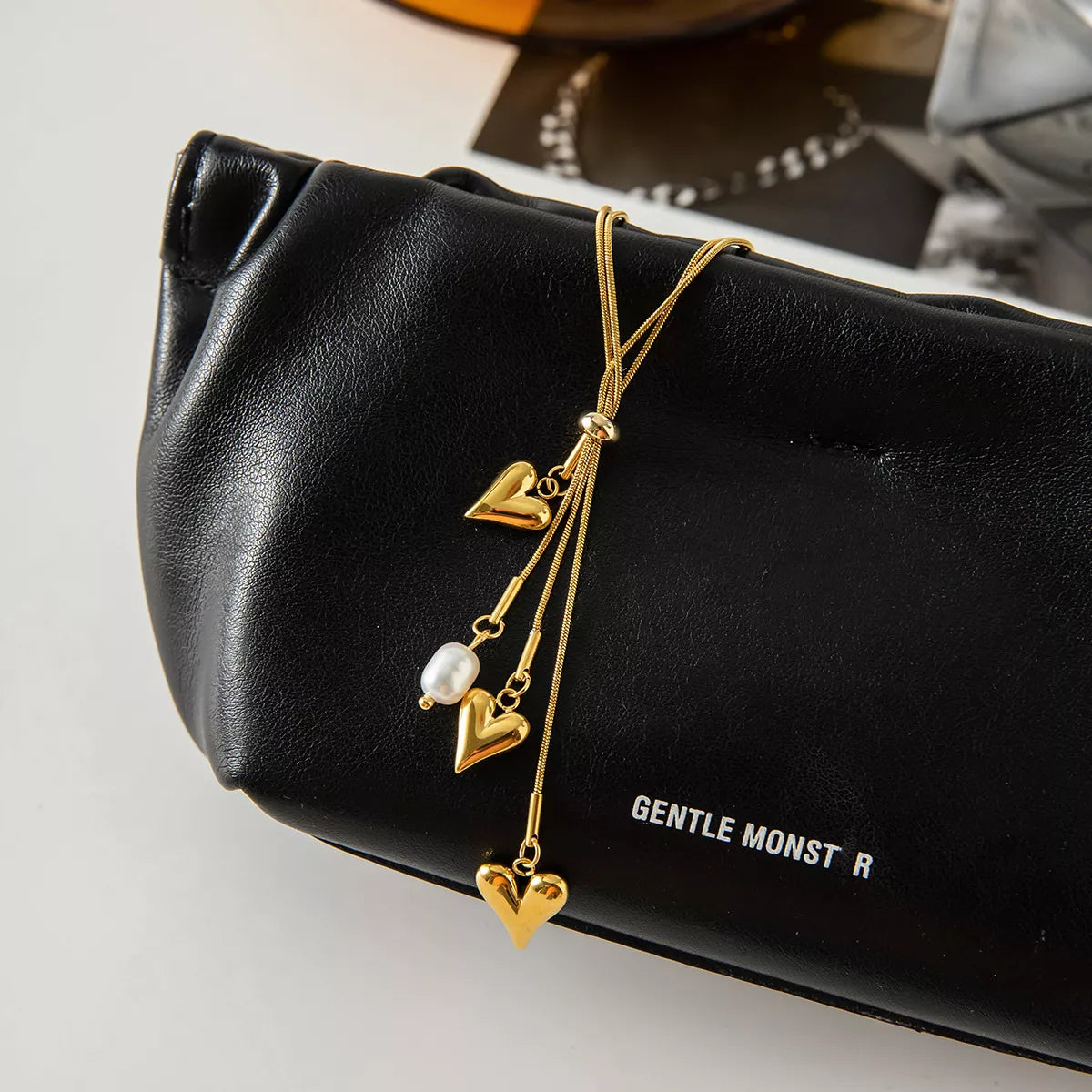 18K Gold-Plated Double Layered Heart Necklace - Thalia Chic