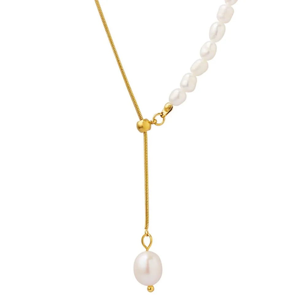 18K Gold-Plated Pearl Necklace - Thalia Chic