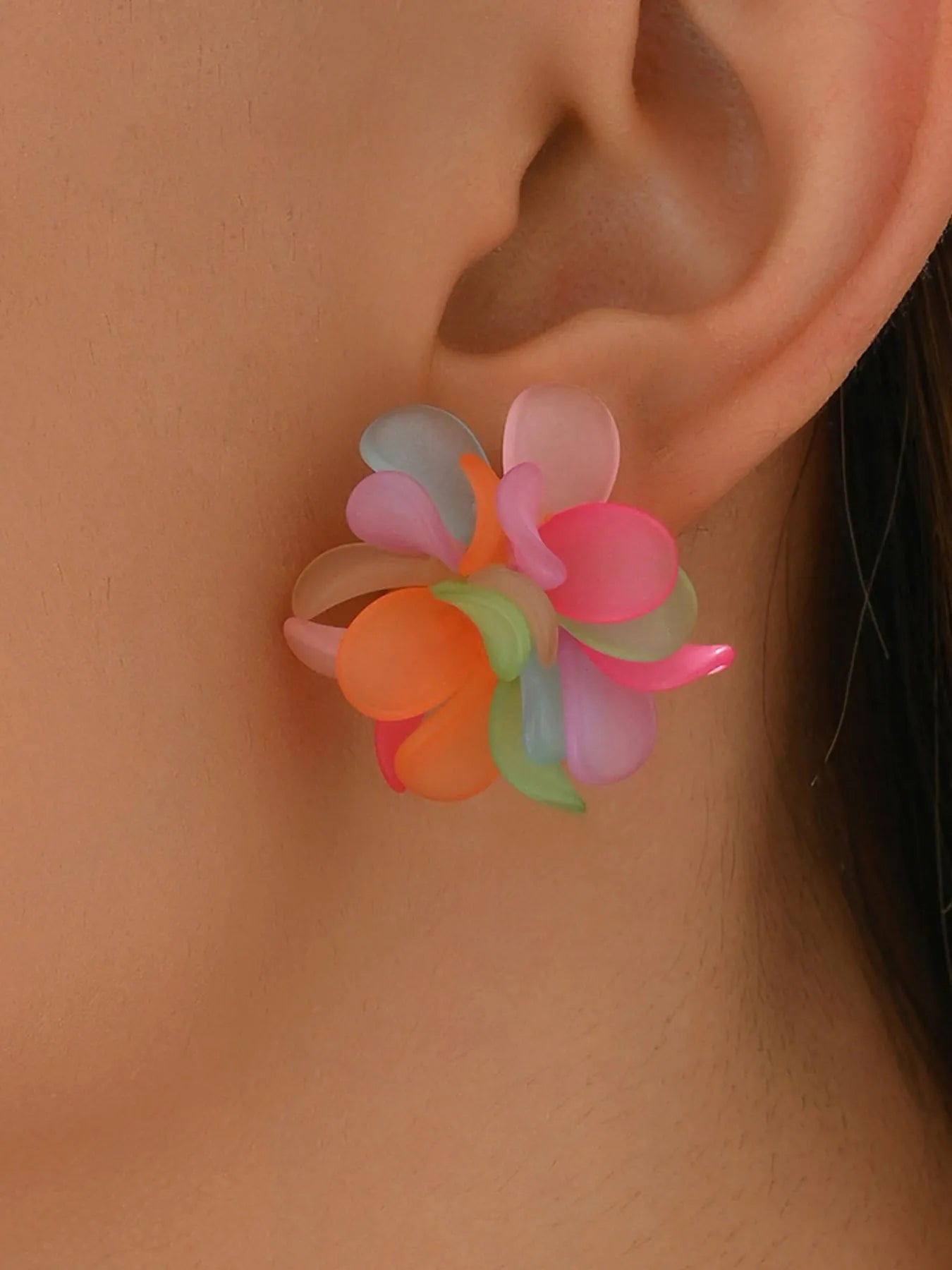 Acrylic Colorful Flower Stud Earrings - Thalia Chic