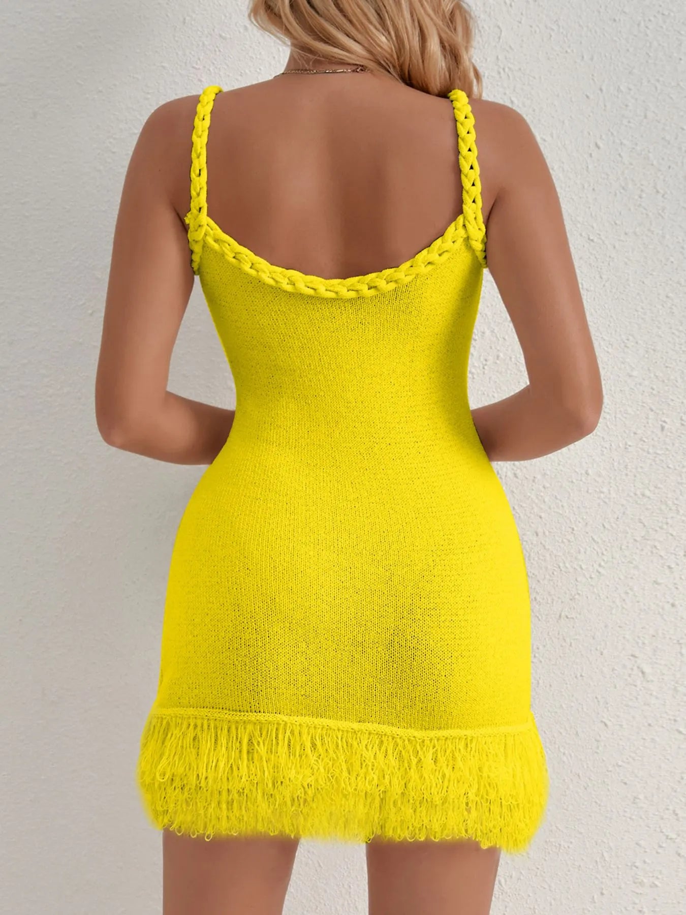 Fringe Hem Knit Cami Dress - Thalia Chic