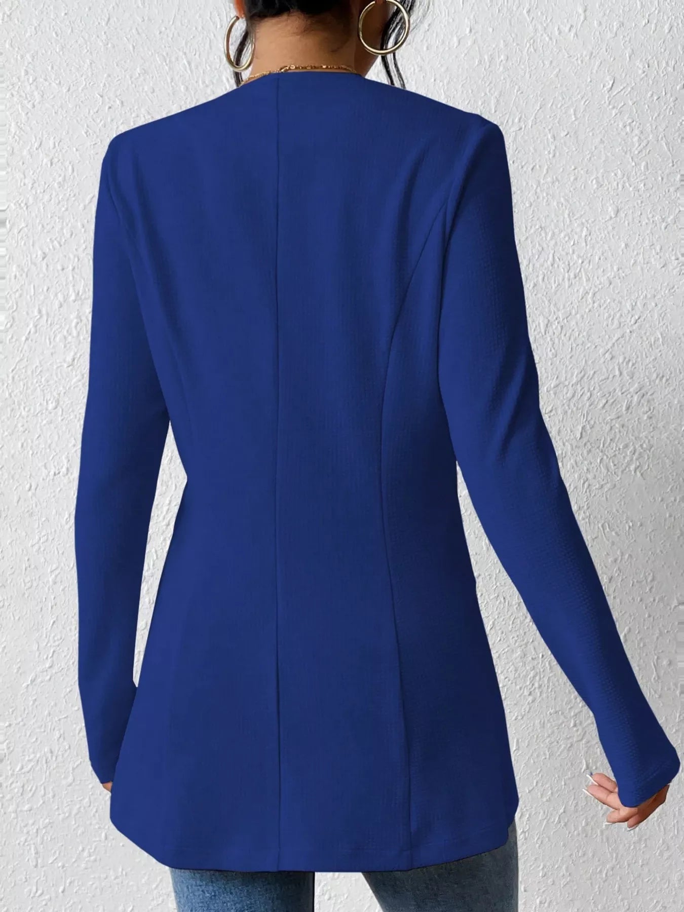 One Button Long Sleeve Blazer - Thalia Chic