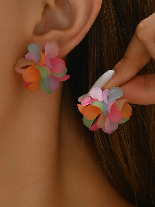Acrylic Colorful Flower Stud Earrings - Thalia Chic