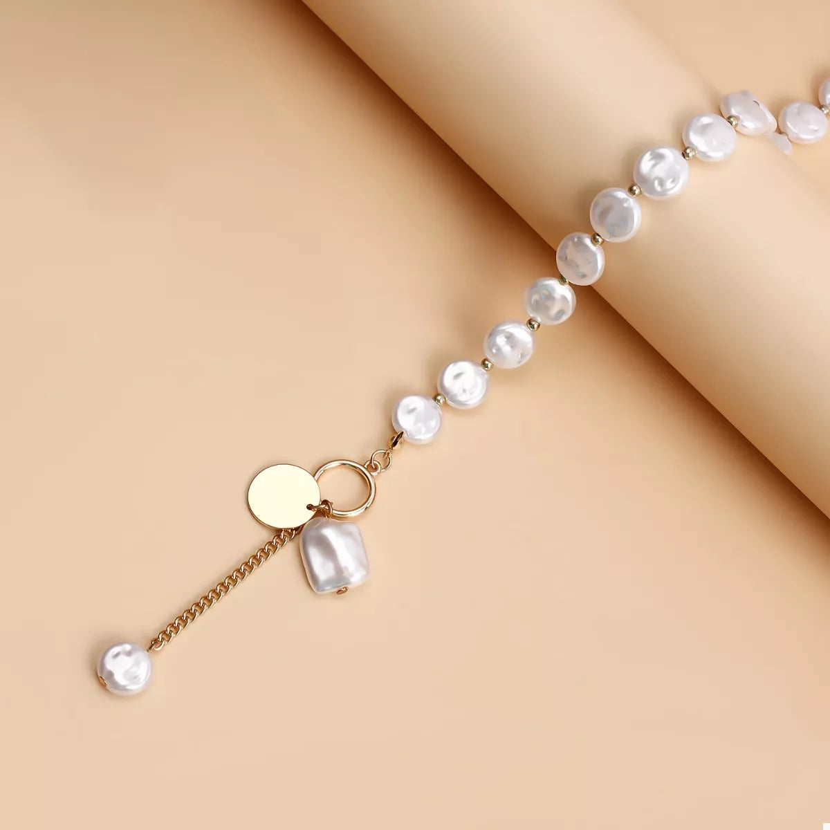 18K Gold-Plated Pearl Drop Necklace - Thalia Chic