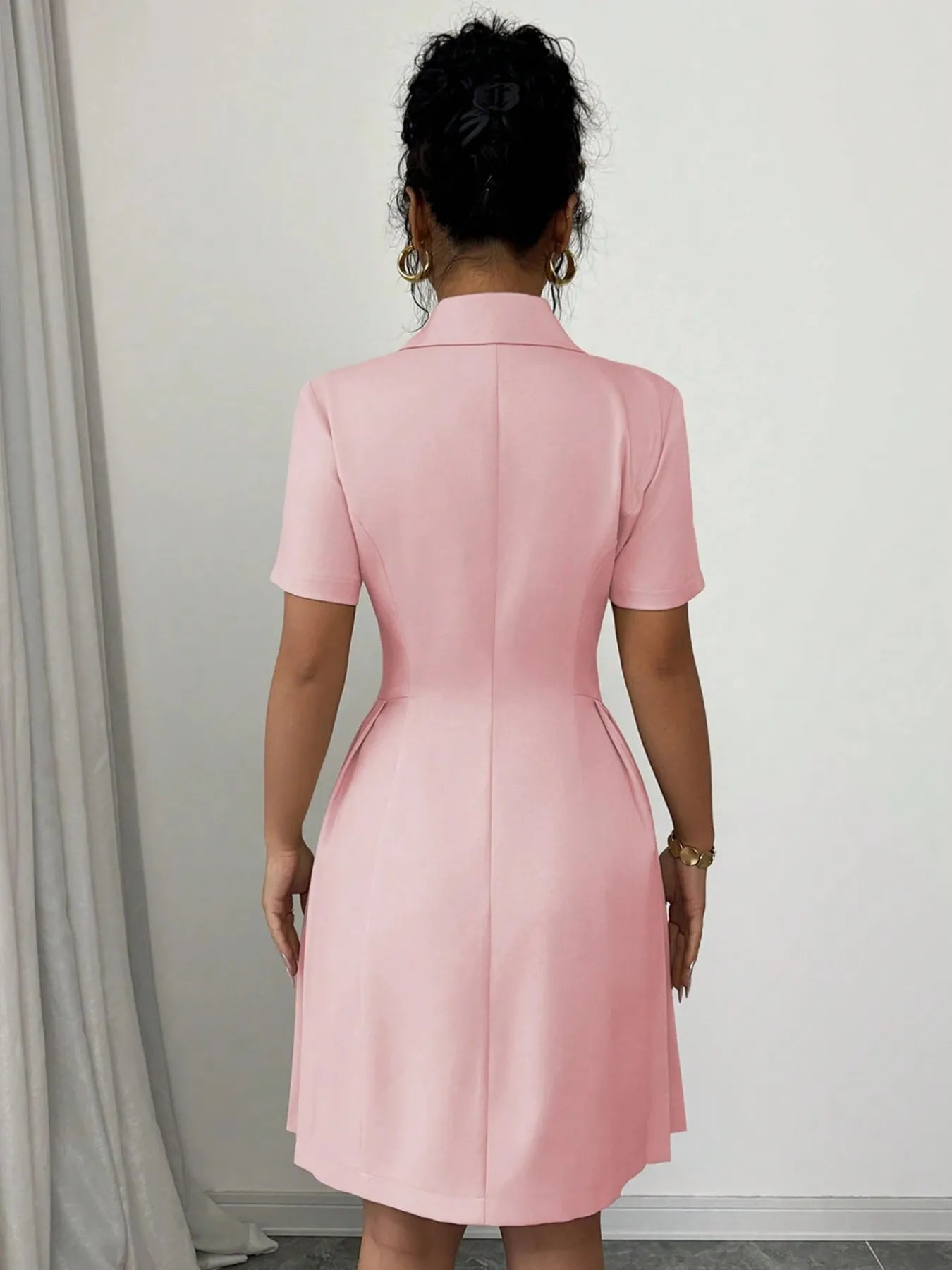 Double-Breasted Short Sleeve Dress - Thalia Chic