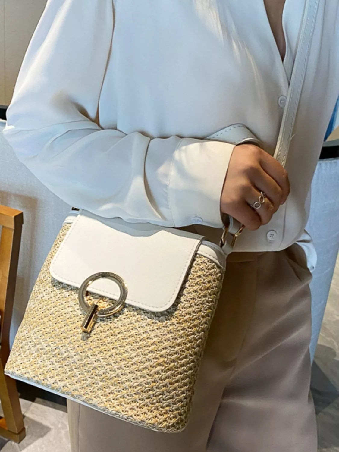 Woven Straw Crossbody Bag - Thalia Chic