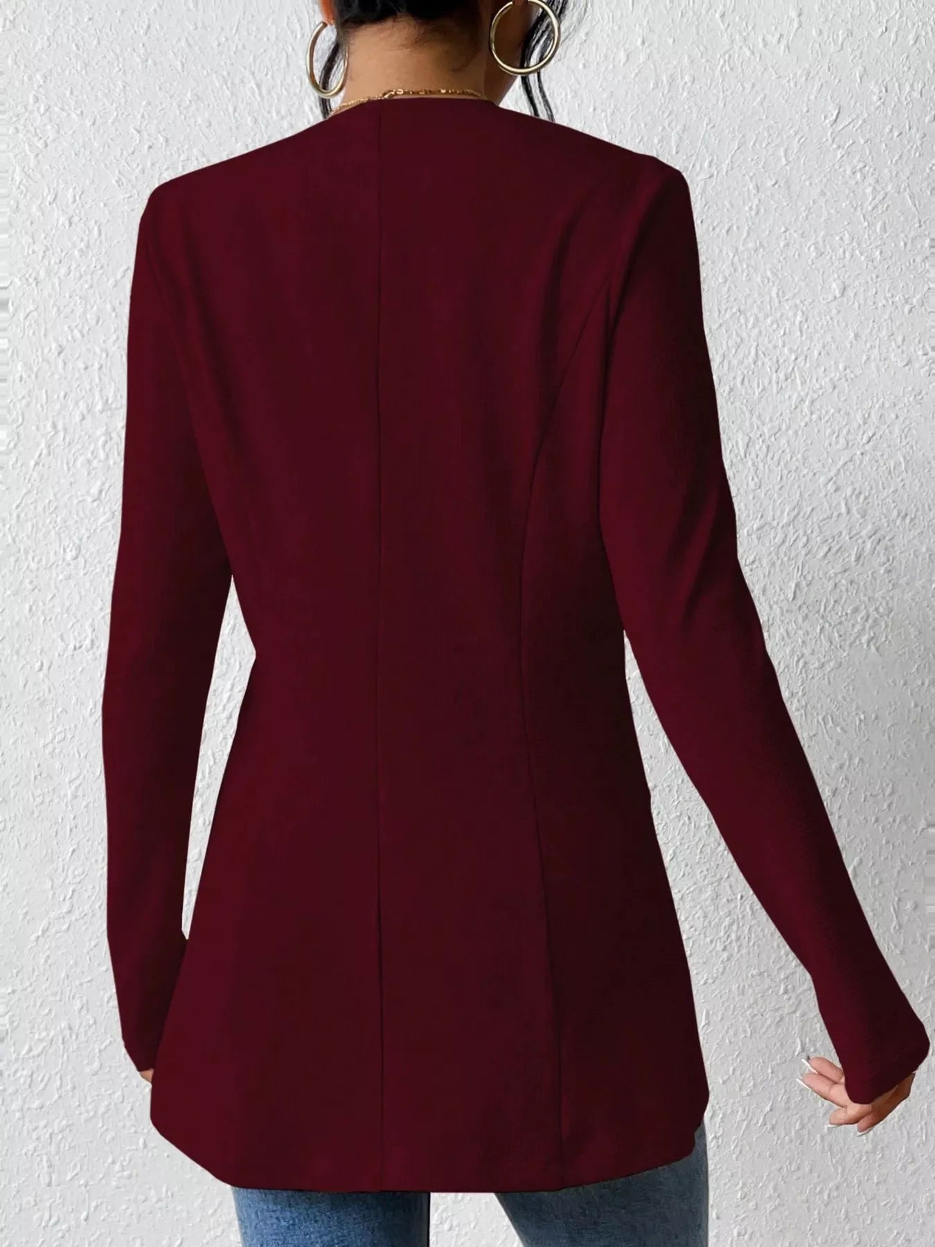 One Button Long Sleeve Blazer - Thalia Chic
