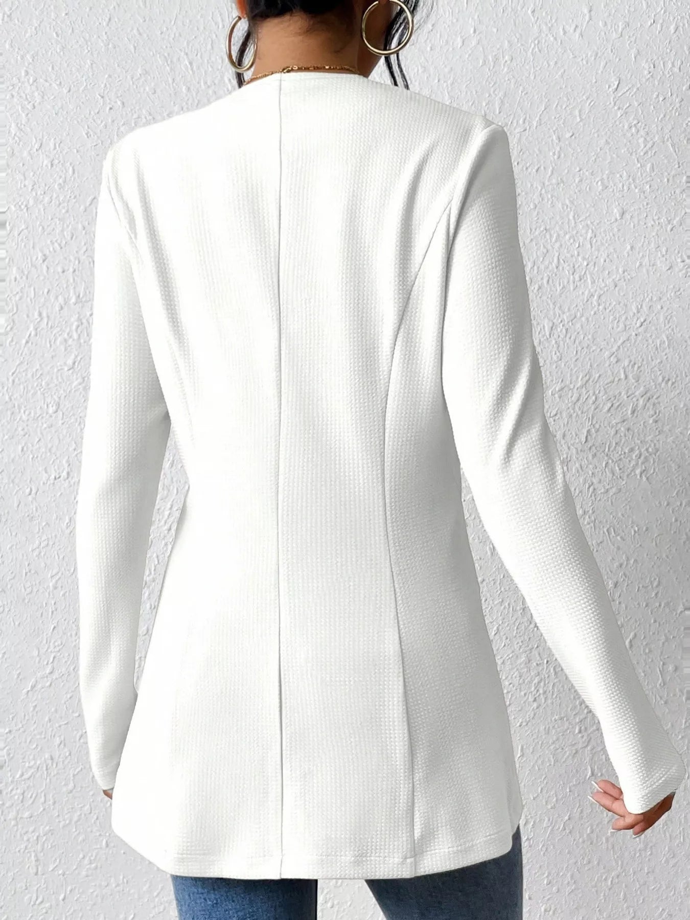 One Button Long Sleeve Blazer - Thalia Chic