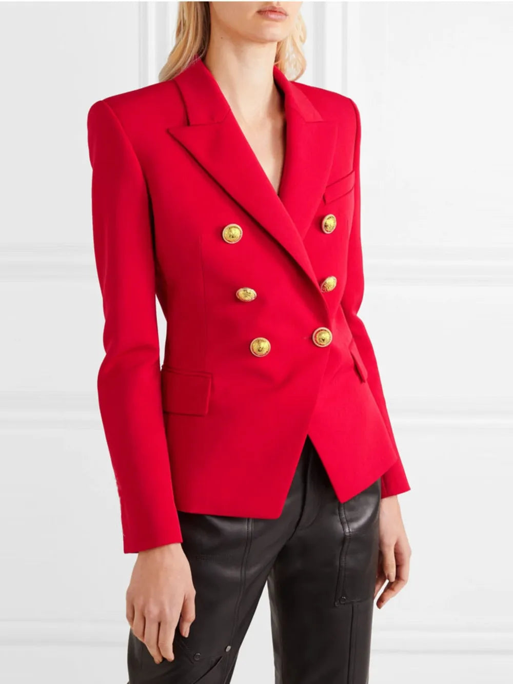 Lapel Collar Long Sleeve Blazer - Thalia Chic
