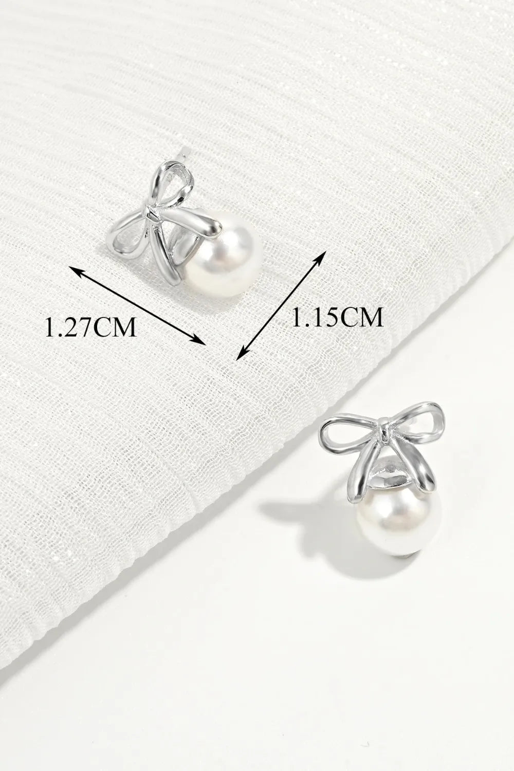 925 Sterling Silver Pearl Bow Earrings - Thalia Chic