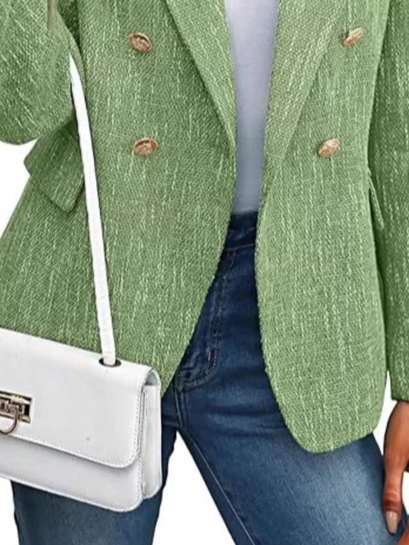 Double-Breasted Lapel Collar Blazer - Thalia Chic