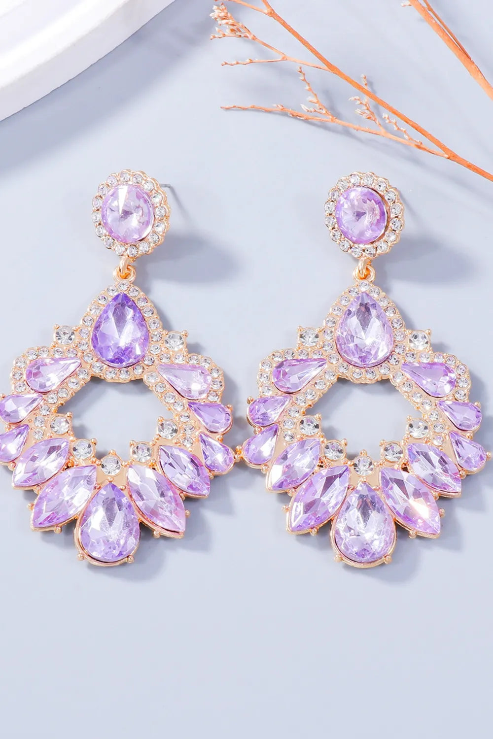Alloy Rhinestone Dangle Earrings - Thalia Chic
