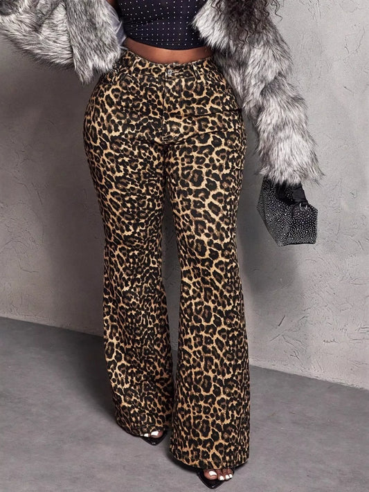 Leopard Wide Leg Pants - Thalia Chic