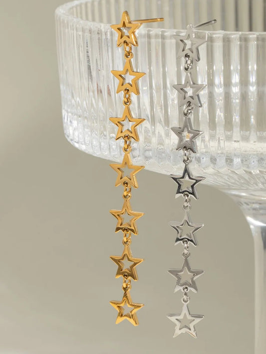 Stainless Steel Cutout Star Earrings - Thalia Chic