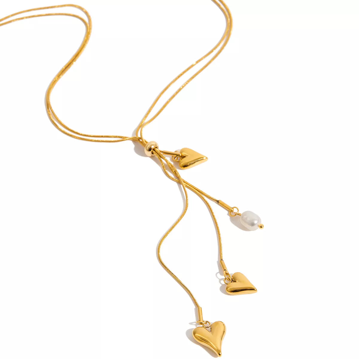 18K Gold-Plated Double Layered Heart Necklace - Thalia Chic