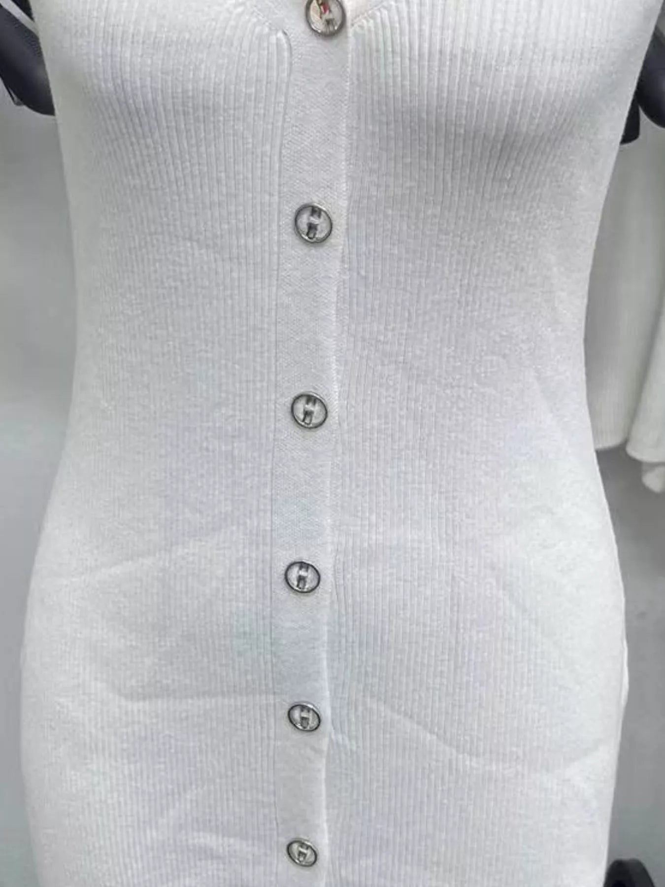 Halter Neck Button-Front Bodycon Dress - Thalia Chic