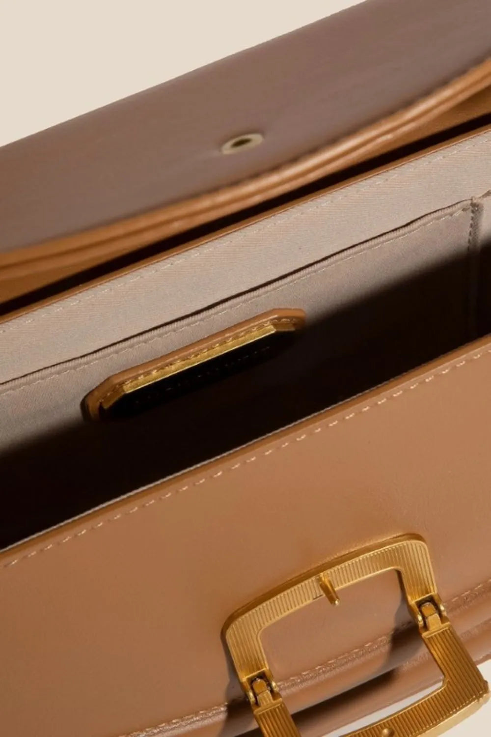 Fame Buckle Closure Crescent Faux Leather Crossbody Bag - Thalia Chic