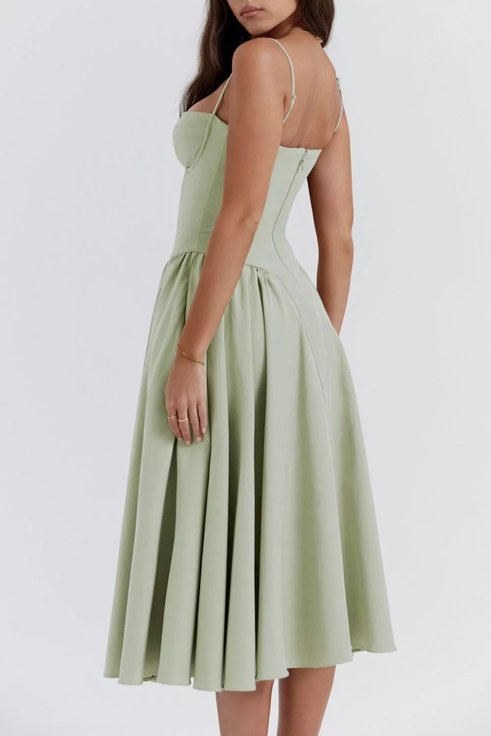 Sweetheart Neck Ruched Midi Dress - Thalia Chic