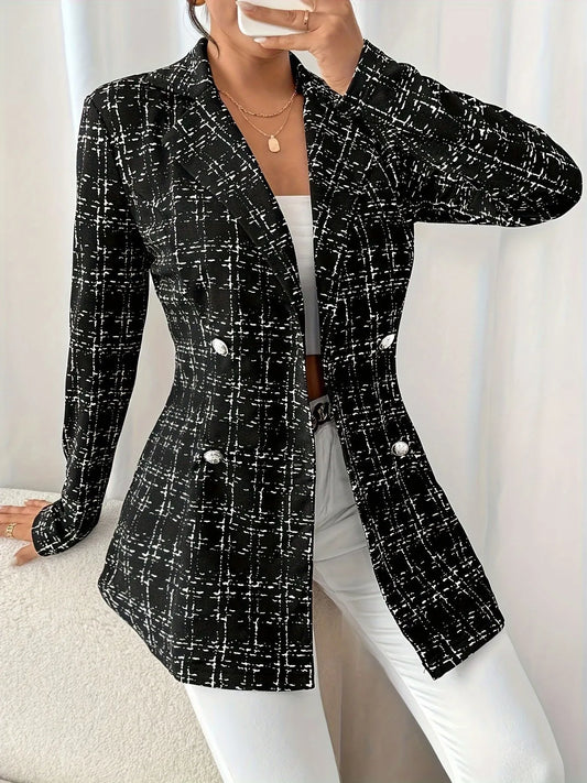 Tweed Double-Breasted Blazer - Thalia Chic