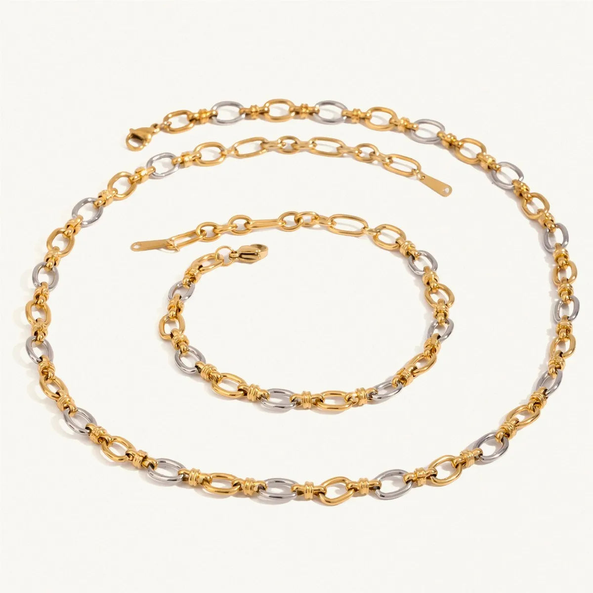 Two-Tone Chain Link Jewelry Set - Thalia Chic