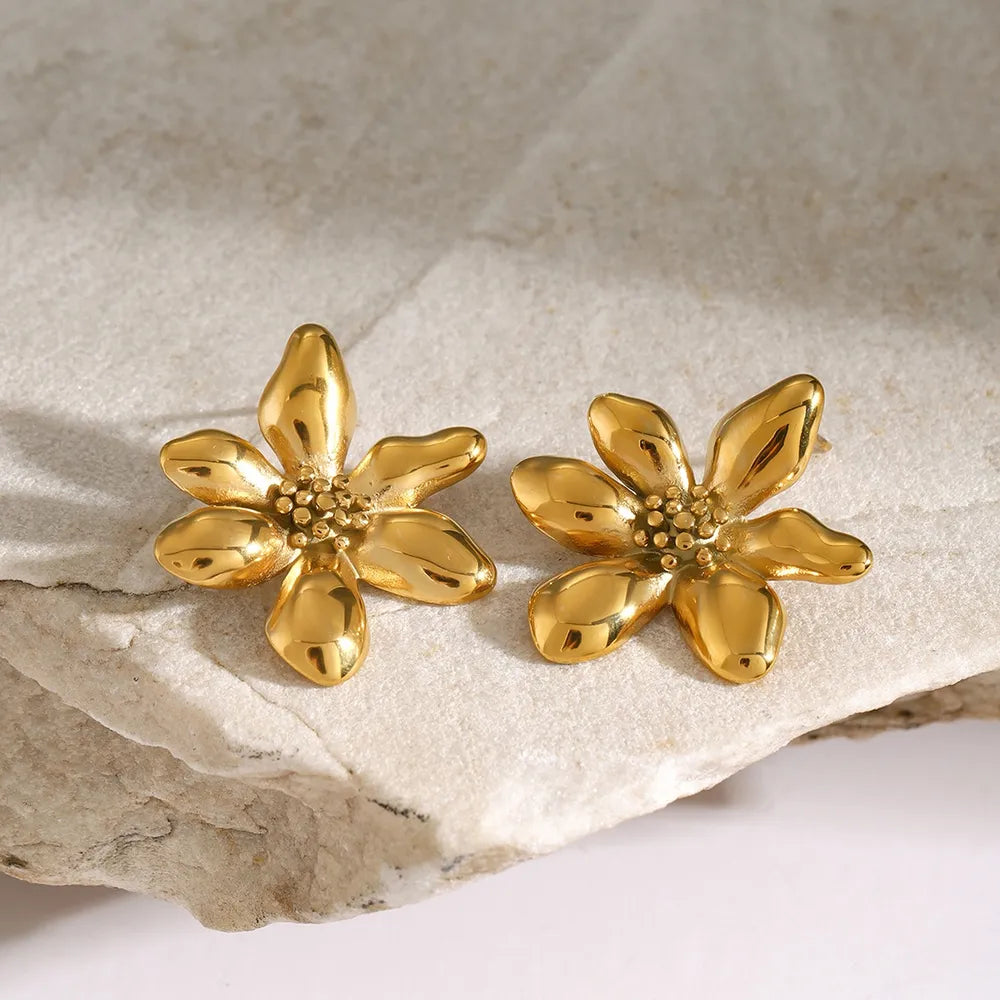 Stainless Steel Flower Earrings - Thalia Chic