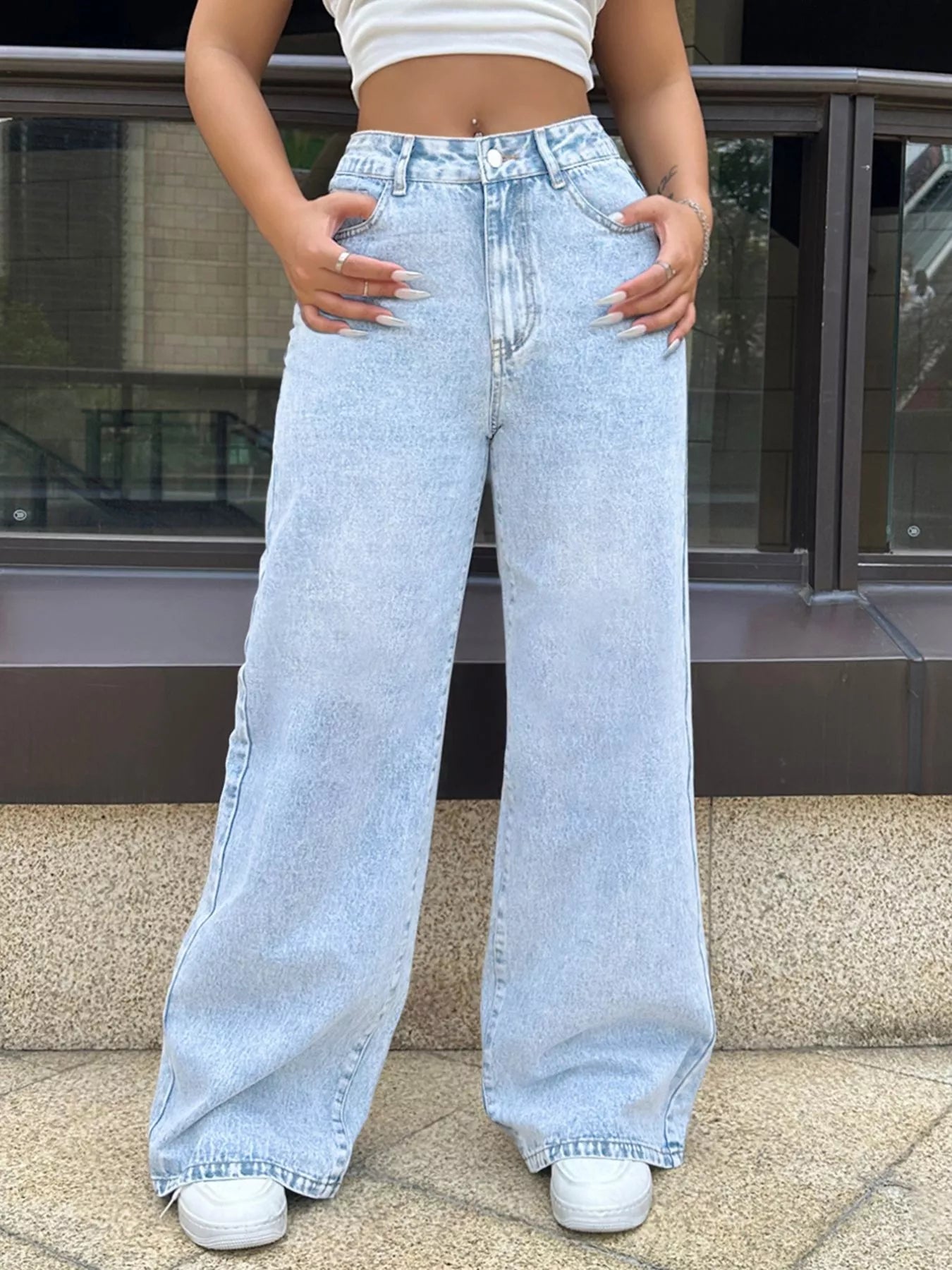 High-Waisted Wide Leg Jeans - Thalia Chic