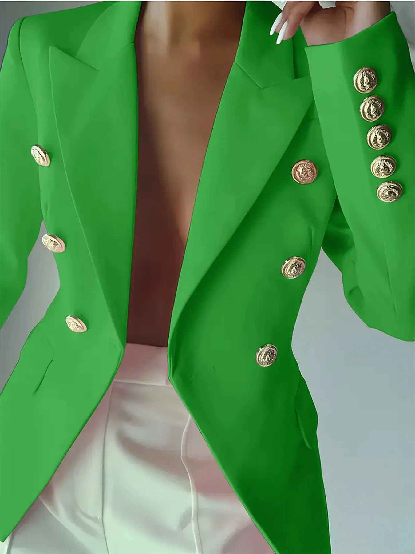 Decor Button Lapel Collar Blazer - Thalia Chic