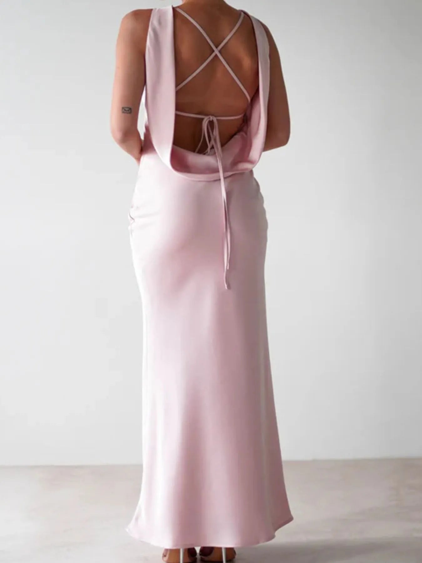 Satin Sleeveless Maxi Dress - Thalia Chic