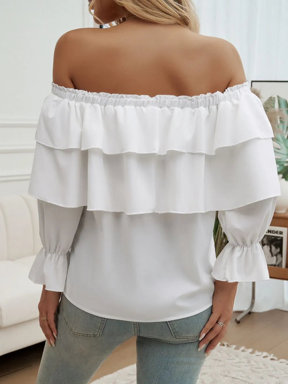 Devine Off-Shoulder Flounce Sleeve Blouse - Thalia Chic