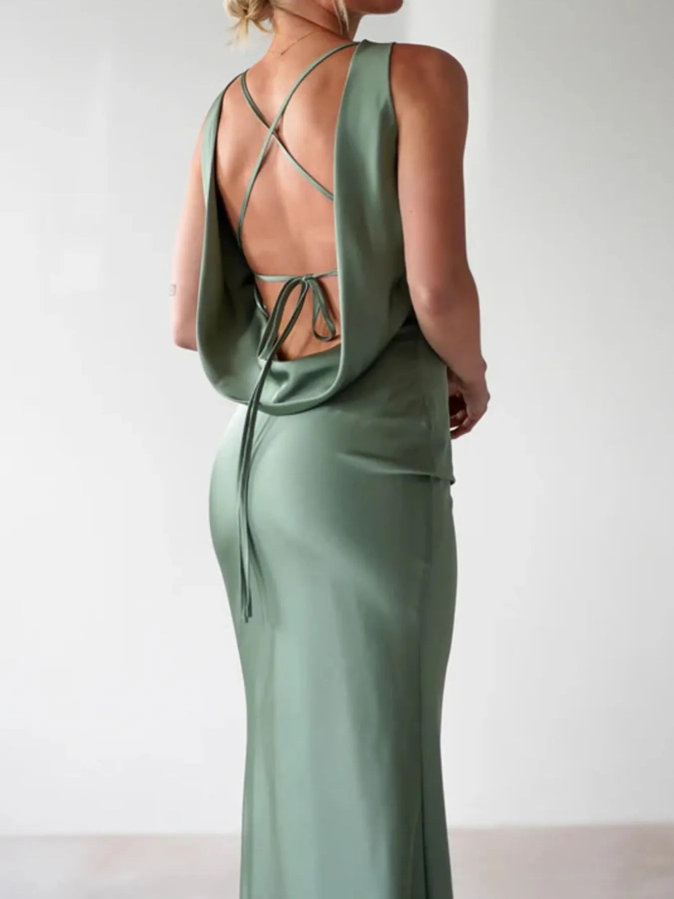 Satin Sleeveless Maxi Dress - Thalia Chic