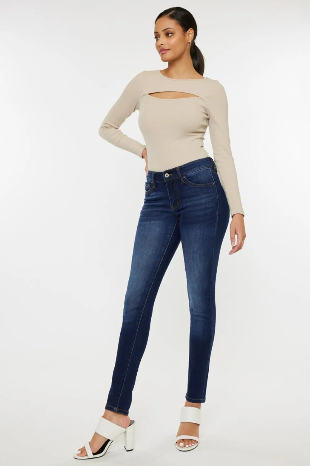 Kancan Mid Rise Gradient Skinny Jeans - Thalia Chic