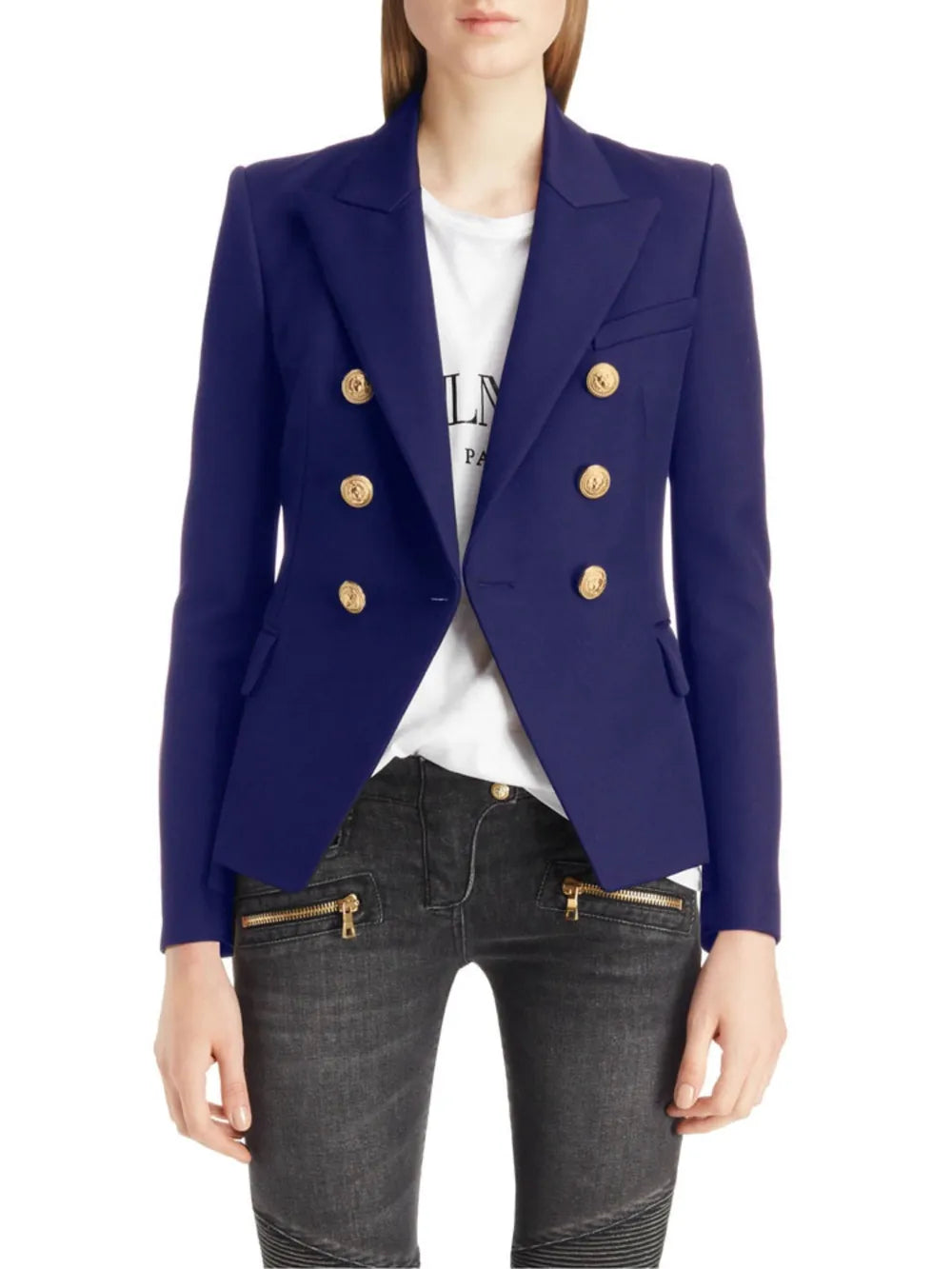 Lapel Collar Long Sleeve Blazer - Thalia Chic