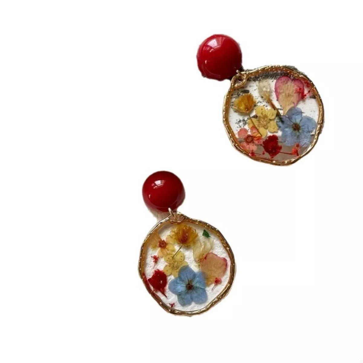 18K Gold-Plated Flower Dangle Earrings - Thalia Chic
