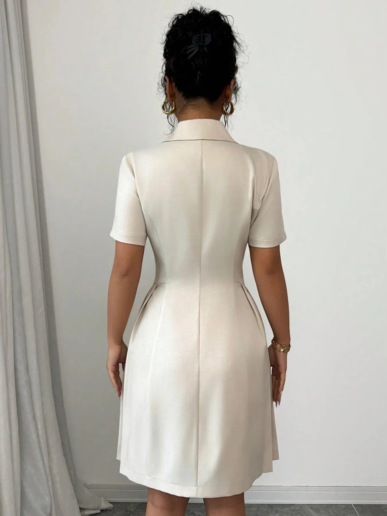 Double-Breasted Short Sleeve Dress - Thalia Chic