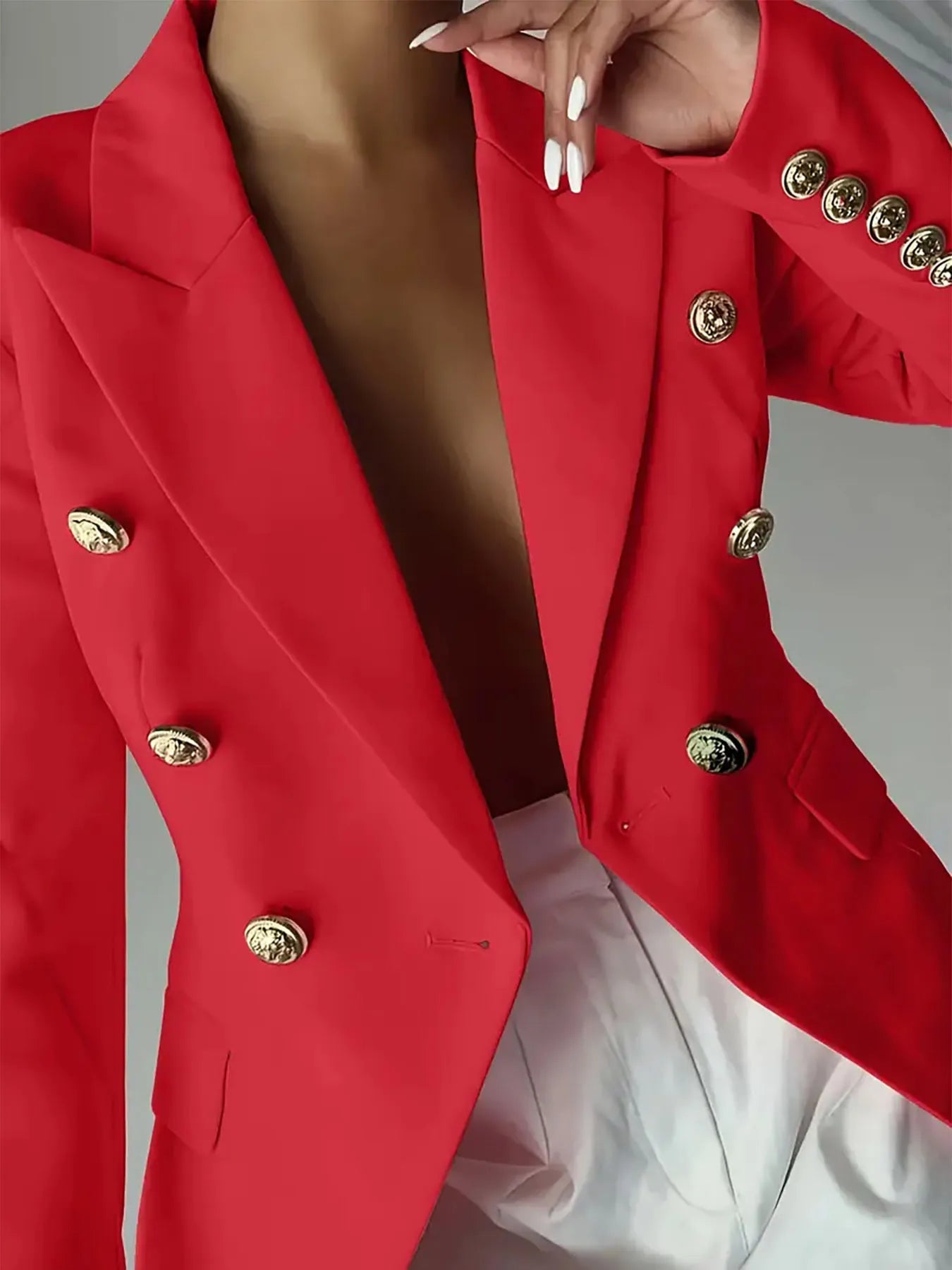 Decor Button Lapel Collar Blazer - Thalia Chic