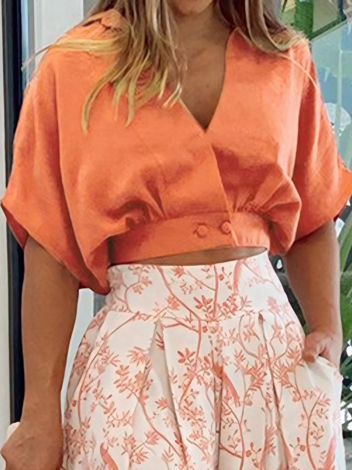 Surplice Top and High Waist Pants Set - Thalia Chic