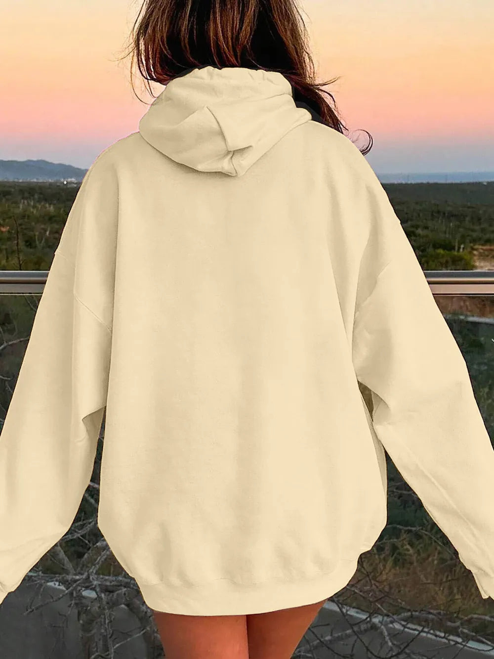 Drawstring Dropped Shoulder Hoodie - Thalia Chic