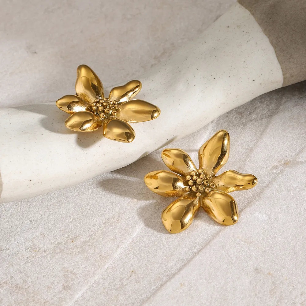 Stainless Steel Flower Earrings - Thalia Chic