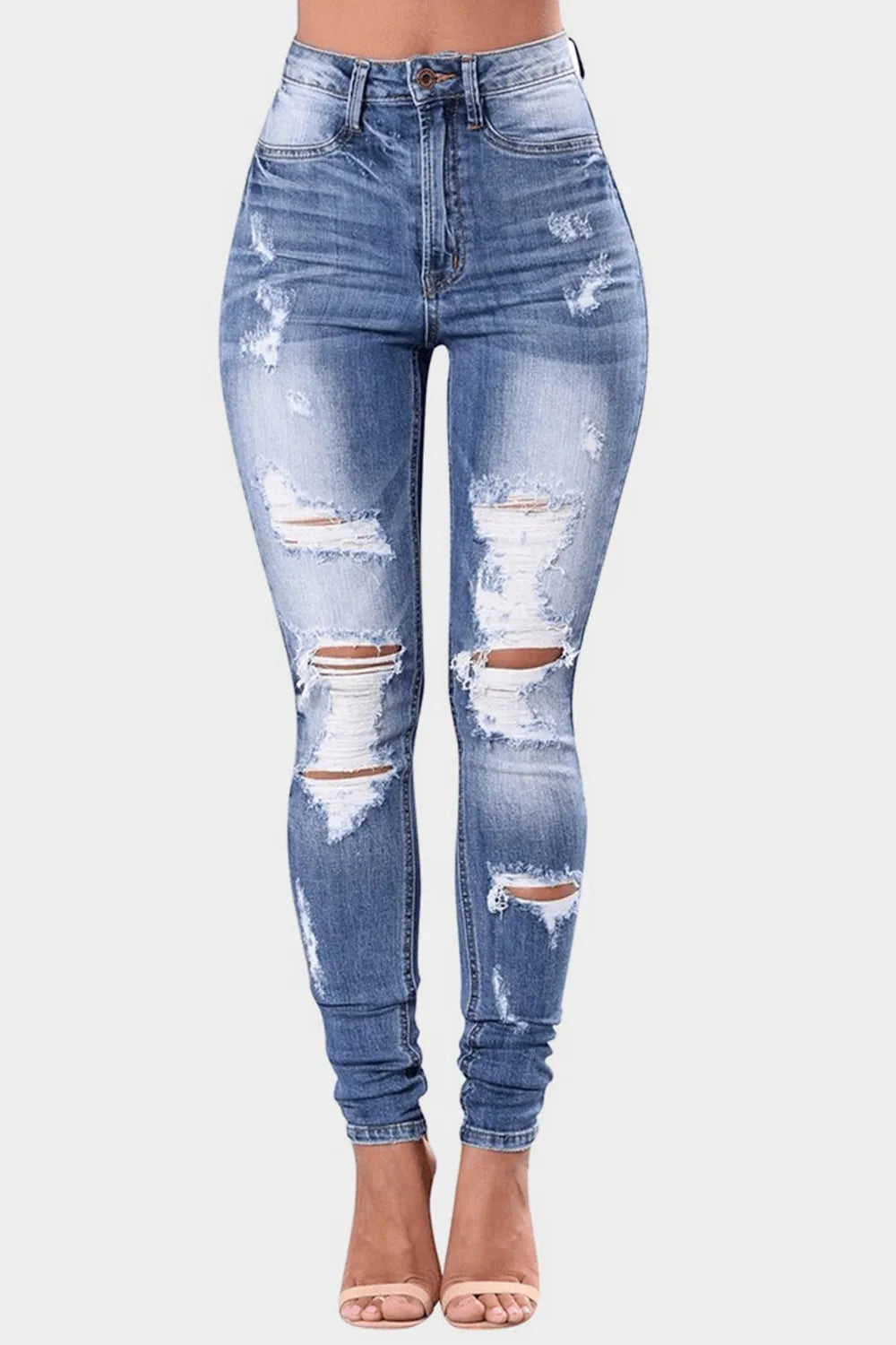 Full Size Distressed Skinny Jeans Plus Size - Thalia Chic